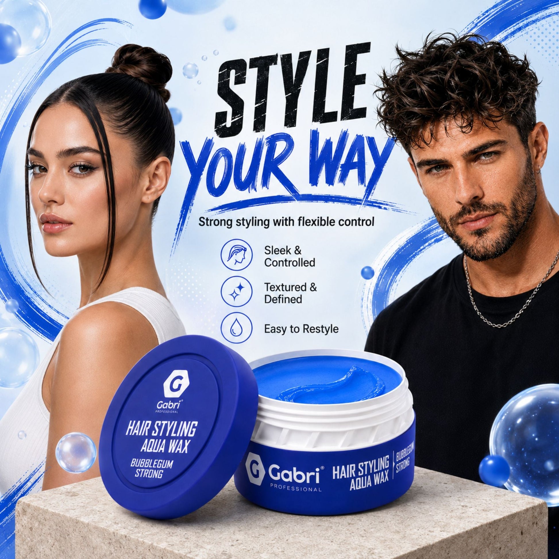Gabri Professional Hair Styling Aqua Wax Bubblegum Strong 150ml
