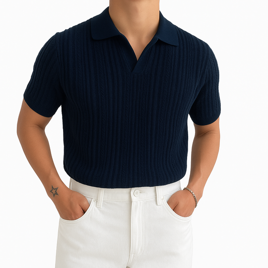 Riviera Pointelle Polo – Ecru Knit